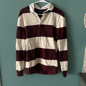 J. Crew Burgundy and White Rugby Shirt